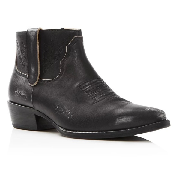 Anine Bing Axel Pointed Toe Distressed Leather Ankle Booties Size 7.5 - Picture 1 of 14